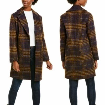 Abrigo top Kensie para mujer talla L púrpura y dorado a cuadros Foto 1 de 4