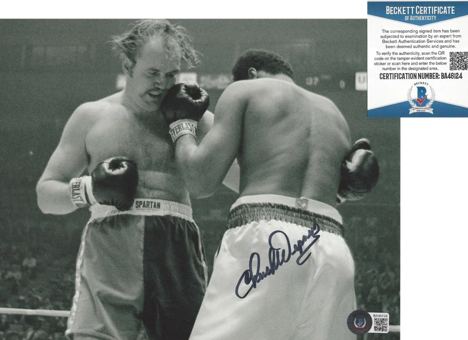 BOXER CHUCK WEPNER SIGNED MUHAMMAD ALI FIGHT 8x10 PHOTO C ROCKY BECKETT COA BAS - Image 1 of 1