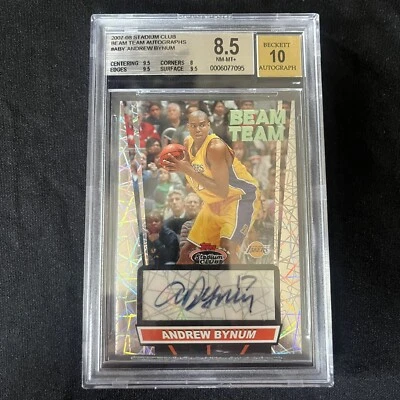 2007-08 Topps Stadium Club Beam Team Auto Andrew Bynum BTA-ABY BGS 8.5 Good Subs - Image 1 of 2