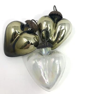 DE COLECCIÓN KUGEL Estilo Corazón FORMA Adorno de Navidad Mercurio Vidrio Pesado Dorado Transparente - Imagen 1 de 7