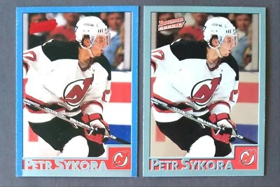 2 NM-MINT 1995-96 BOWMAN #116 PETR SYKORA DEVILS ALL-FOIL & REGULAR HOCKEY CARDS - Image 1 of 2