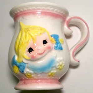 Vintage Relpo 6752 Baby Girl Ceramic Cup Mug with Original Label - Foto 1 di 7