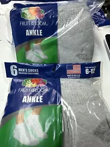12pr Mens White Cushion Sole Ankle Socks 6-12 Fruit of the Loom - Picture 1 of 4
