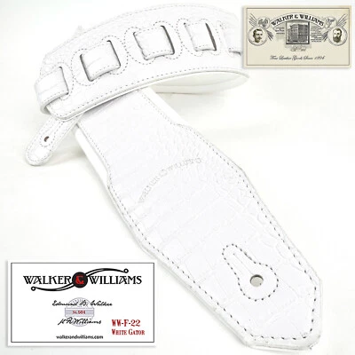 Correa de cocodrilo blanco envejecido Walker & Williams F-22 3" de ancho respaldo blanco ártico Foto 1 de 4