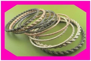 KENDRA SCOTT SHALLON RHODIUM BLACK SILVER ROSE GOLD Set of 12 BANGLE Nwotag - Picture 1 of 2