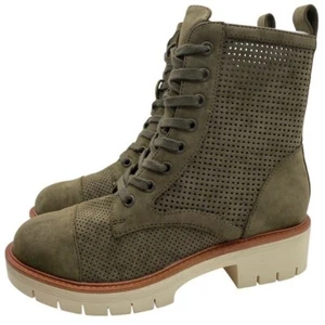 MIA Womens Shoes Havenn Combat Boots Sz 9 Green Vegan Leather Lace Up Chunky New - Picture 1 of 12