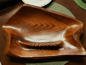 MCM Ashtray "Cal. Orig." S-47 Very Large Woodgrain Ceramic California Pottery - Picture 1 of 15