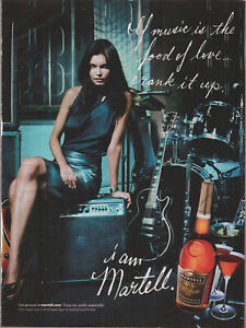 2002 Martell Cognac - Rocker Chick Guitar Drums Amp Leather Skirt - Print Ad