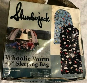NIB SLUMBERJACK TODDLER "WHOOLIE WORM" 45* SLEEPING BAG (29 X 54") CAMPING NEW - Picture 1 of 7
