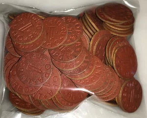 WW2 OPA Red Point Food Ration Tokens Red H, T, U, V, X, Y Lot of 100+ Vintage - Picture 1 of 4