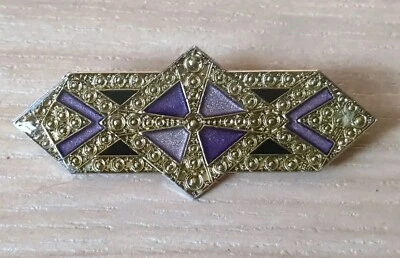 Broche de arco de barra de pin Pierre Bex esmalte estilo Art Deco vintage años 60-70  Foto 1 de 4