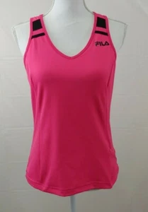 Fila Womens Racer Back Tank Top Medium Pink Athletic V Neck Stretch Black Bra - Picture 1 of 5