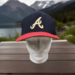 Vintage MLB Atlanta Braves Twins Enterprise Baseball Cap Fitted Mens 7 3/8 Flaws - Picture 1 of 13