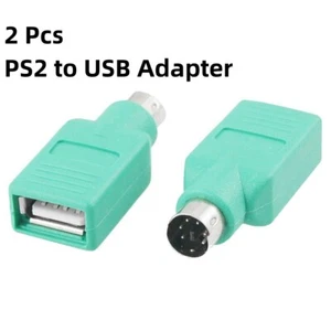 2x USB Male To PS2 Female Adapter Converter for Computer PC Keyboard Mouse PS/2 - Picture 1 of 5
