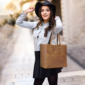 Polare Vintage Full Grain Leather Tote Shoulder Bag for Women  Italian Leather! - Picture 1 of 11