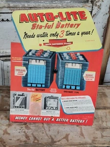 Vintage 1950s Auto-Lite Staful Battery Large Easel Back Counter Demo Sign Garage - Picture 1 of 20