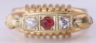 Antique  18k Gold  Diamond Ruby Ladies Ring Memento Mori Skulls