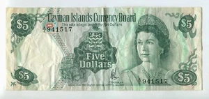 1974 Cayman Islands 5 Dollar Banknote WC184 - Picture 1 of 2