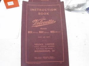 Velocette Instruction Book Models MOV (250) MAC (350) MSS (500), PUB NO.F50/1R!# - Bild 1 von 12