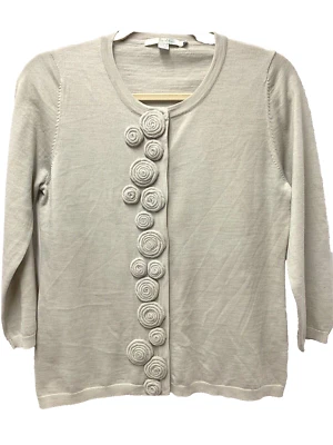 Boden UK 12 US 8 Gray Wool Sweater Button Roses - Image 1 of 4