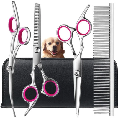 Tijeras de aseo profesionales para mascotas perro gato tijera adelgazante curva corte de pelo EE. UU. Foto 1 de 4