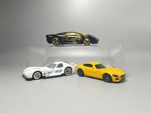 Hot Wheels Super Car Diecast Set Mercedes-Benz AMG GT Jaguar XJ220 Panoz GTR-1 - Picture 1 of 12
