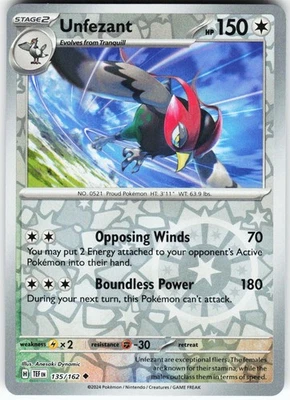 Unfezant 135/162 Pokemon SV05: Temporal Forces Reverse Holo Uncommon NM - Image 1 of 2