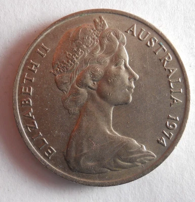 1974 AUSTRALIA 20 CENTS- High Quality Coin - FREE SHIPPING - Australia Bin #C - Image 1 of 2