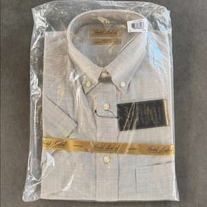 Camisa Roundtree & Yorke Etiqueta Dorada Cuadros Manga Corta Abotonada Sin Planchar M Nueva con Etiquetas - Imagen 1 de 13