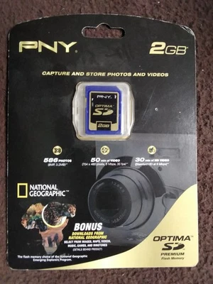PNY 2 GB OPTIMA SD PREMIUM FLASH MEMORY NEW STILL SEALED - Image 1 of 3