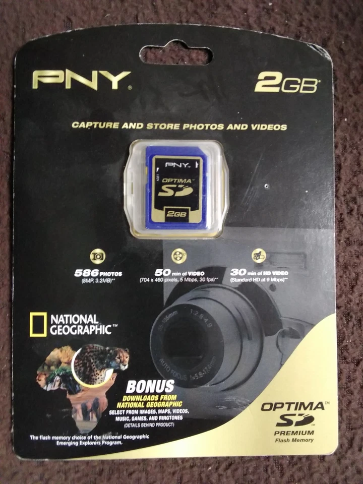 PNY 2 GB OPTIMA SD PREMIUM FLASH MEMORY NEW STILL SEALED - Image 1 of 3