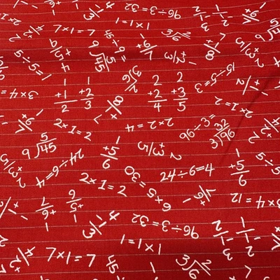 1/2 Yard Berenstains Bears Country School Cotton Fabric Red Moda 55515 Math - Image 1 of 4