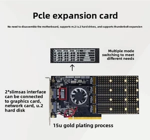 8 Port M.2 NVMe SSD PCIe x16 Adapter with PLX8749 Switch to 4 + 2*SFF-8654 8I - Bild 1 von 4