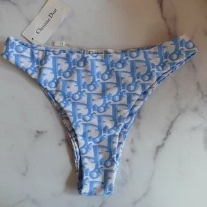 Costume da bagno Christian Dior bikini fondo donna XL blu bianco monogramma logo sfacciato - Foto 1 di 7