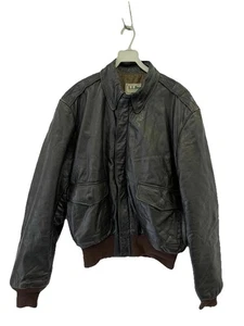 L.L. Bean Men’s Leather Bomber Jacket Size 42 Brown Black Flight Aviator Vtg#Z56 - Picture 1 of 10