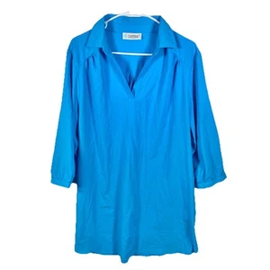 Coolibar Women's Long Sleeve Cover Up Dress Tunic UV Protection Blue Size L - Picture 1 of 11