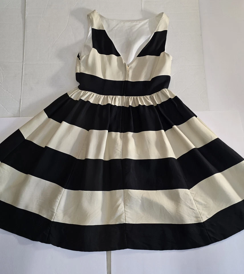 Vestido Kate Spade Carolyn Crema y Negro Color Bloque Rayas Talla 10  Foto 1 de 4