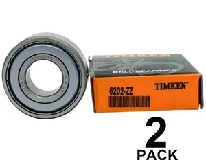 2PACK TIMKEN 6202-ZZ 15X35X11MM Double Metal Seal Ball Bearings - Picture 1 of 6
