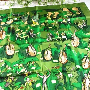 Hermes Paris Carre 90 Bufanda de Seda Mantón CONCIERTO Verde Motivo Musical Grande Cuadrado - Imagen 1 de 24