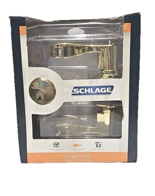 Schlage FB50 V ACC 505/605 Keyed Entry Accent Lever Lock Polished Brass Secure - Image 1 of 2