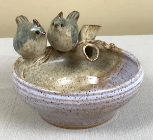 Steve VASILIOU Pottery Sculpture TWO BIRDS 6" Bowl Handmade RARE, 1988 - Picture 1 of 11