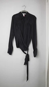 Diane von Fürstenberg Bluse schwarz Seidenbluse Seide 38 M 8 gebunden - Bild 1 von 9