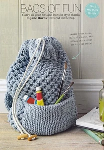 KNITTING PATTERN DUFFLE BAG 40Hcm TEXTURED LACY DRAWSTRING CHUNKY SKM M8A - Picture 1 of 1