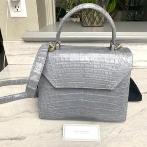 Nancy Gonzalez grau Cayman Krokodilleder Umhängetasche Handtasche Geldbeutel - Bild 1 von 8