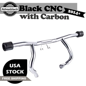 ProTek Black CNC w/ Carbon Front High Way Peg One Step Crash Bar Fits 14+ Harley - Picture 1 of 7