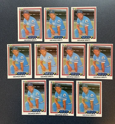 Lote de diez (10) cuentas de 1981 Donruss #491 George Brett MVP - Reales Foto 1 de 2