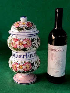 VASO SPEZIALE ALBARELLO FARMACIA RABARBARO DECORO A MANO CERAMICA BASSANO. CY51 - Foto 1 di 9