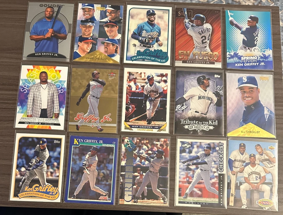 Lot of (15) Ken Griffey Jr topps pinnacle score upper deck fleer panini #120 - Image 1 of 1
