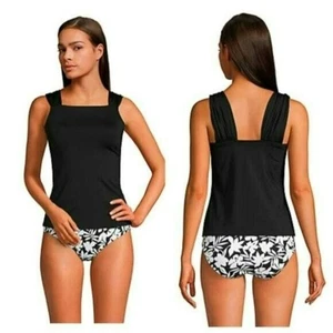 Lands End hochgeschlossener Damen-Tankini Badeanzug Oberteil Flügelärmel schwarz Größe 22W - Bild 1 von 4