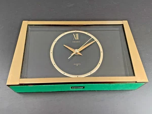 Vintage Seiko Clock Brass + Grey Glass Mantle Japan Model QQZ187G 28503E - Picture 1 of 11